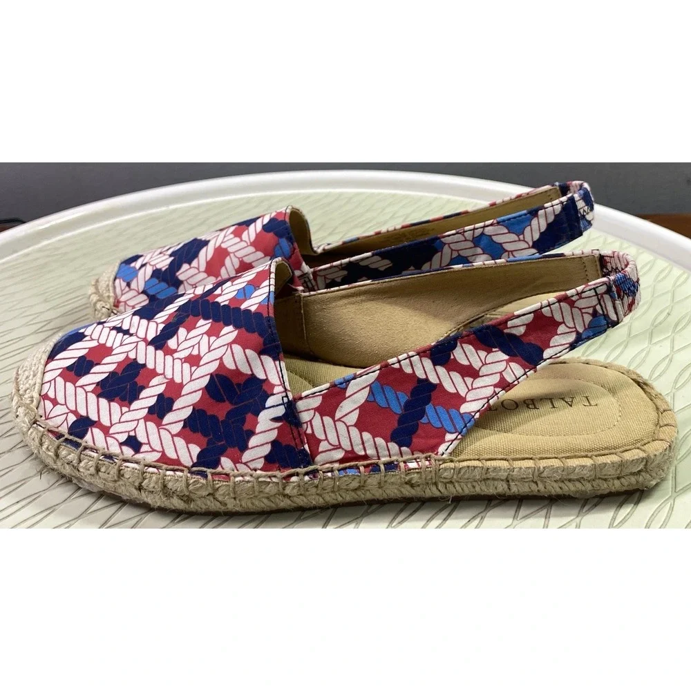 Talbots Women's Izzy Slingback Espadrille‎ Flats Sandals Red/White&Blue Sz. 5.5